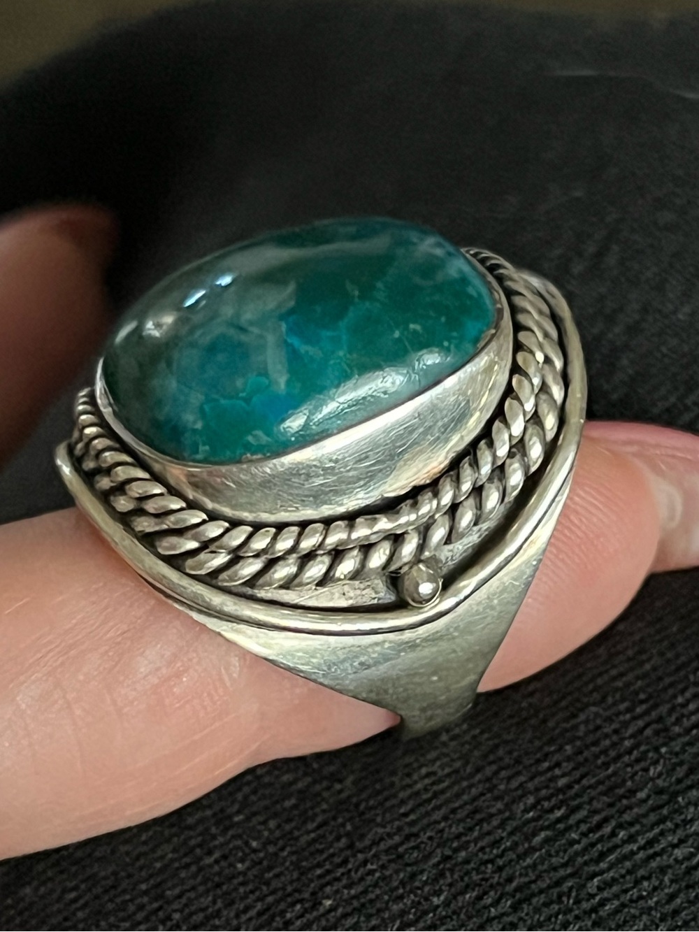 925 Sterling Silver Teal Gemstone Navajo Statement Ring